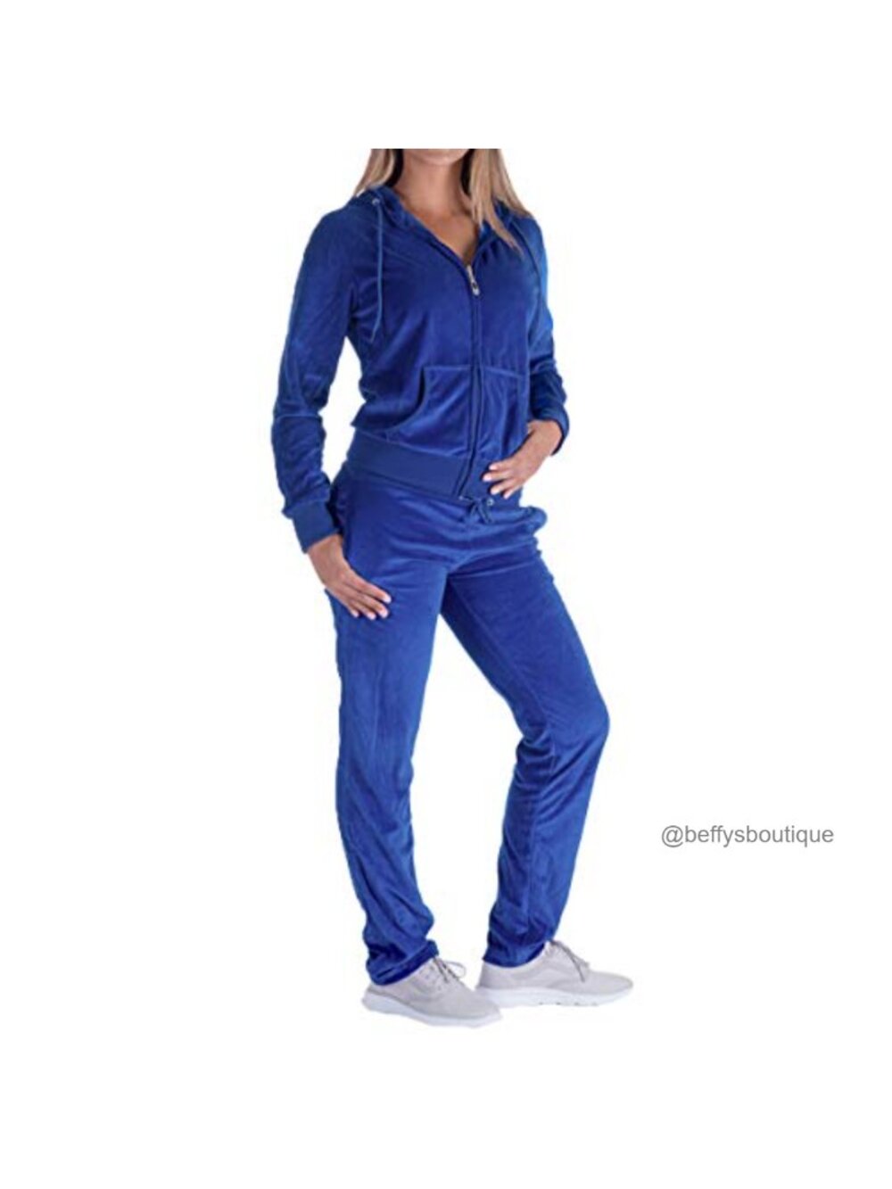 Cotton Velour Tracksuit Set Hoodie Sweatpants 2-Piece Jogging Set